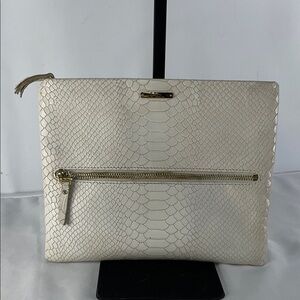 GIGI NEW YORK STONE EMBOSSED PYTHON LEATHER DOUBLE ZIP BAG FTL-01-128
